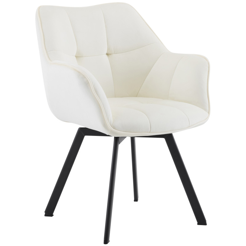 Chaise de salle à manger Jordi en velours | crème