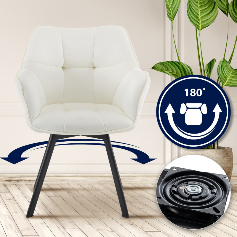 Chaise de salle à manger Jordi en velours | crème