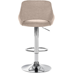 Tabouret de bar Milet tissu chrome taupe