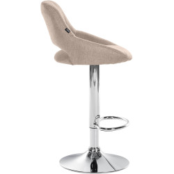 Tabouret de bar Milet tissu chrome taupe