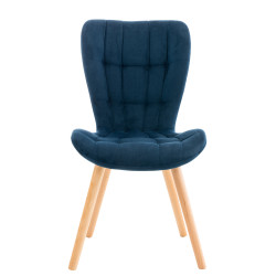 Fauteuil Elda, velours, bleu