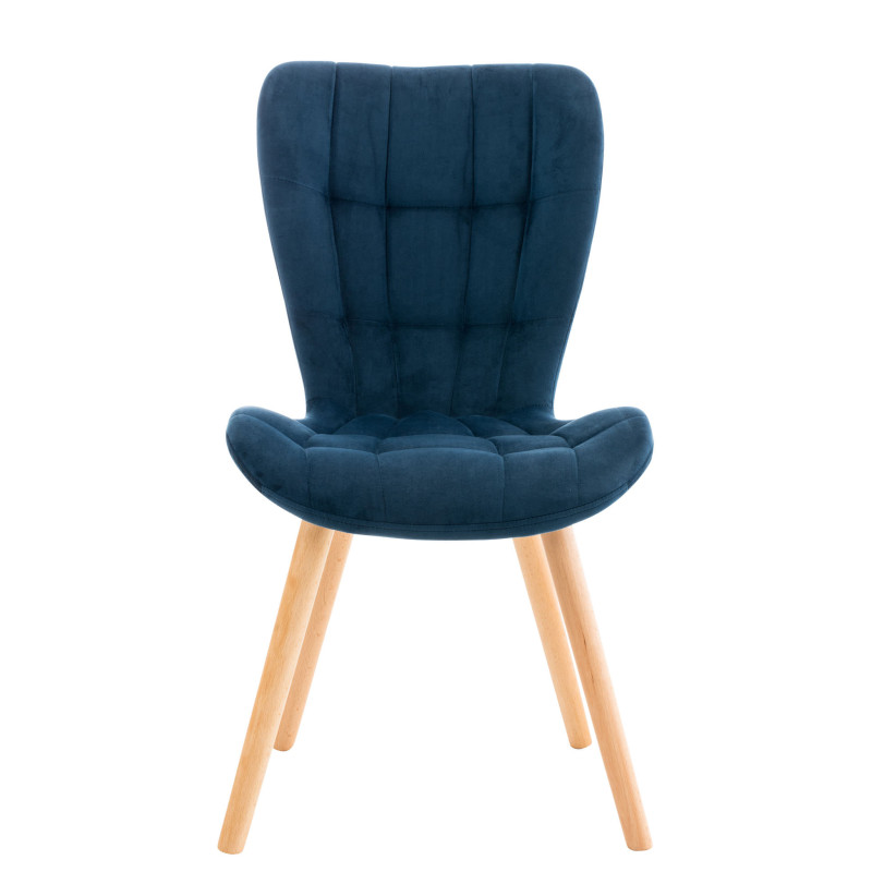 Fauteuil Elda, velours, bleu