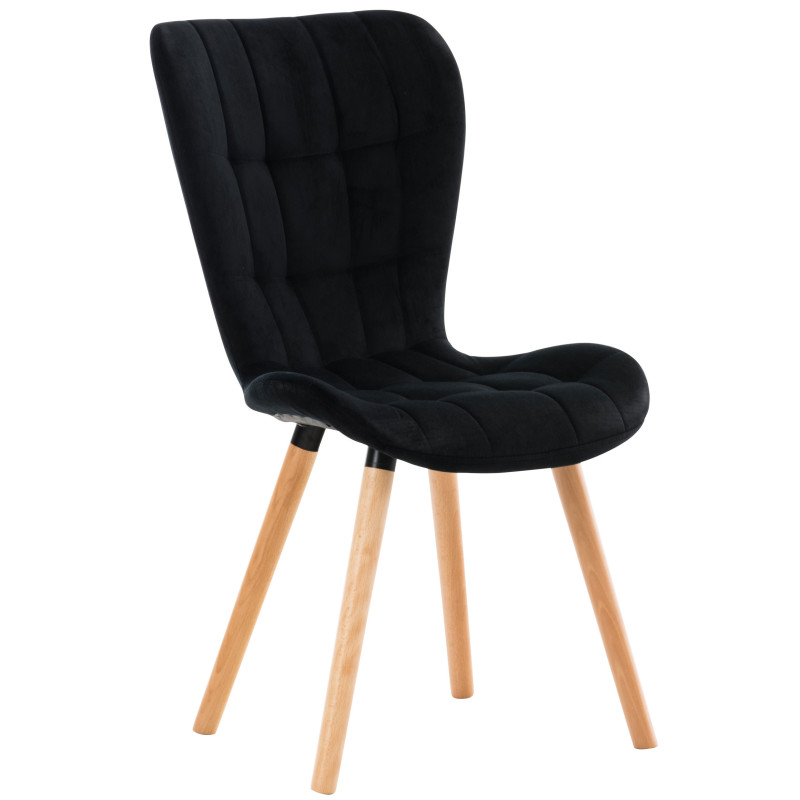 Fauteuil Elda, velours, noir
