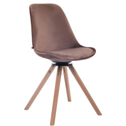 Chaise de salle à manger ronde en velours marron naturel Troyes