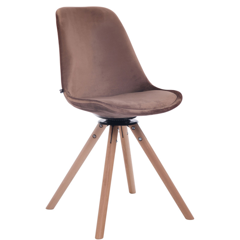Chaise de salle à manger ronde en velours marron naturel Troyes