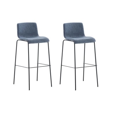 Lot de 2 tabourets de bar Hoover tissu 4 pieds structure noir