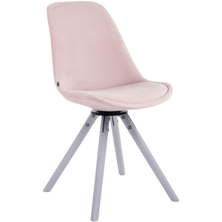 Chaise de salle à manger Troyes, en velours, ronde, blanche/rose