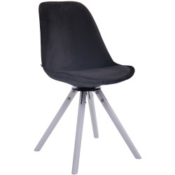 Chaise de salle à manger Troyes ronde en velours blanc et noir