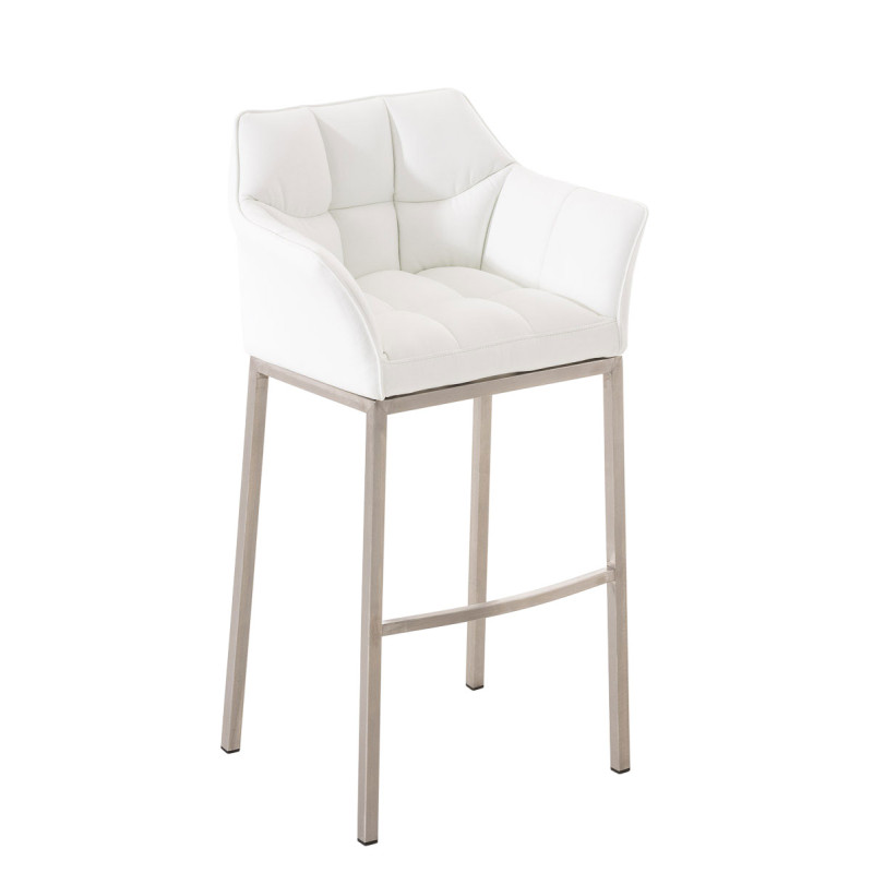 Tabouret de bar Damaso E avec structure à 4 pieds blanc