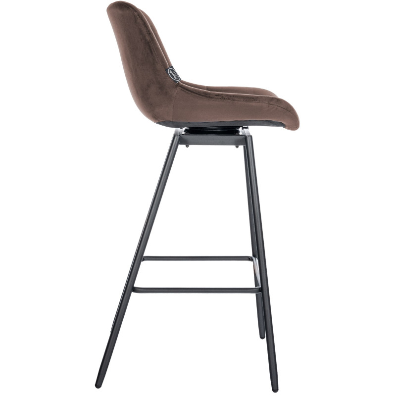 Tabouret de bar pivotant Weston en velours marron