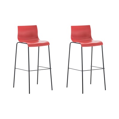 Lot de 2 tabourets de bar Hoover plastique 4 pieds structure noir