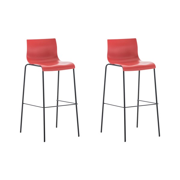 Lot de 2 tabourets de bar Hoover plastique 4 pieds structure noir