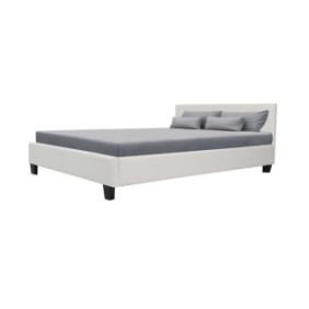 KANSAS Lit adulte 140 x 190 cm - Simili blanc - Sommier inclus