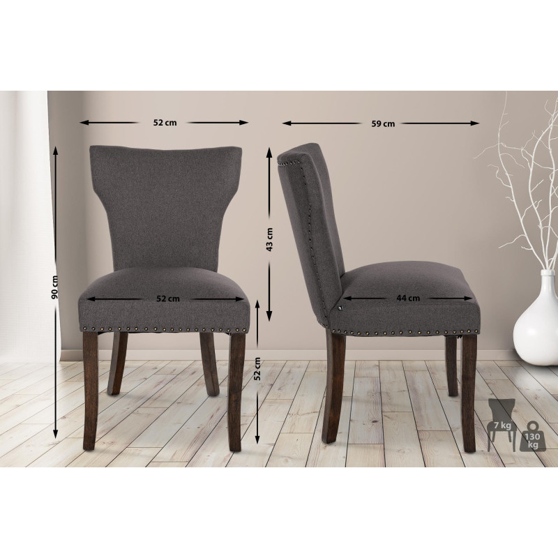 Chaise de salle à manger Zadar, tissu gris foncé antique