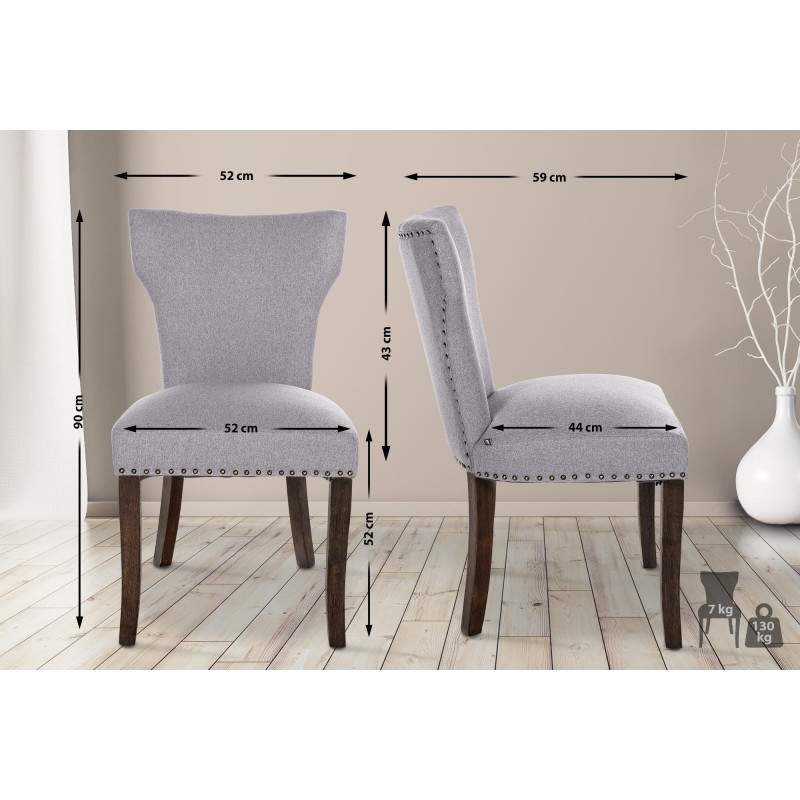 Chaise de salle à manger Zadar, tissu gris foncé antique