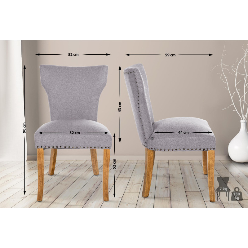 Chaise de salle à manger Zadar, tissu gris clair antique