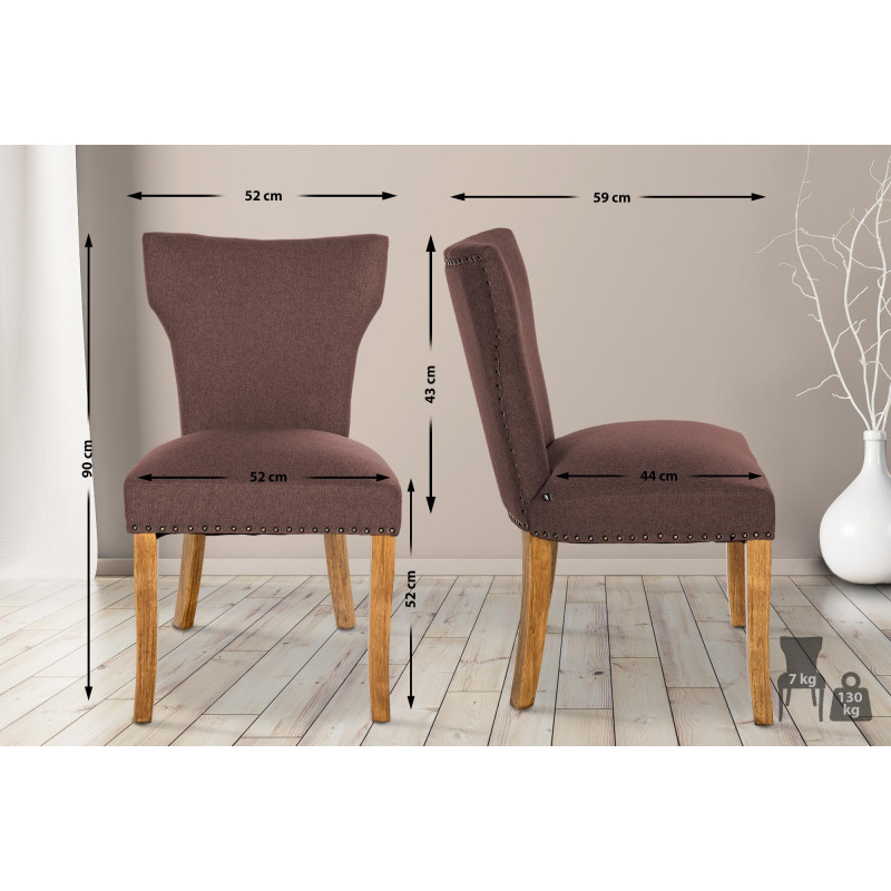 Chaise de salle à manger Zadar, tissu marron clair antique