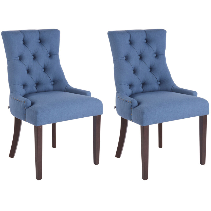 Ensemble de 2 chaises de salle à manger Aberdeen, tissu bleu antique