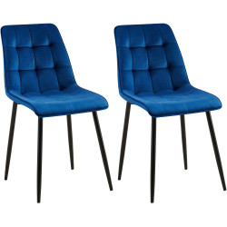 Ensemble de 2 chaises de salle à manger en velours Gifford | bleu foncé