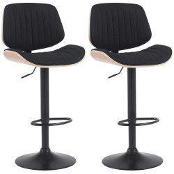 Lot de 2 tabourets de bar Clawson tissu noir natura/noir