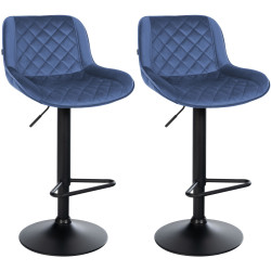 Lot de 2 tabourets de bar en velours Kasson bleu
