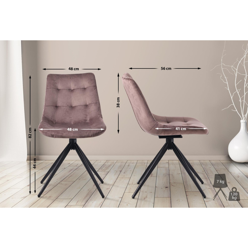Lot de 2 chaises de salle à manger en velours Merna | brun