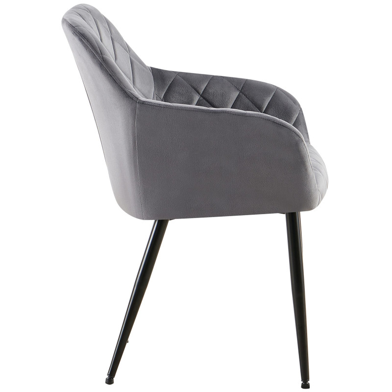 Lot de 2 chaises de salle à manger en velours Monett B | gris foncé