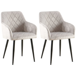 Lot de 2 chaises de salle à manger en velours Monett B | gris