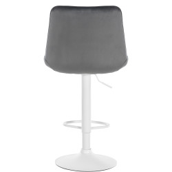 Tabouret de bar Toni velours blanc gris foncé