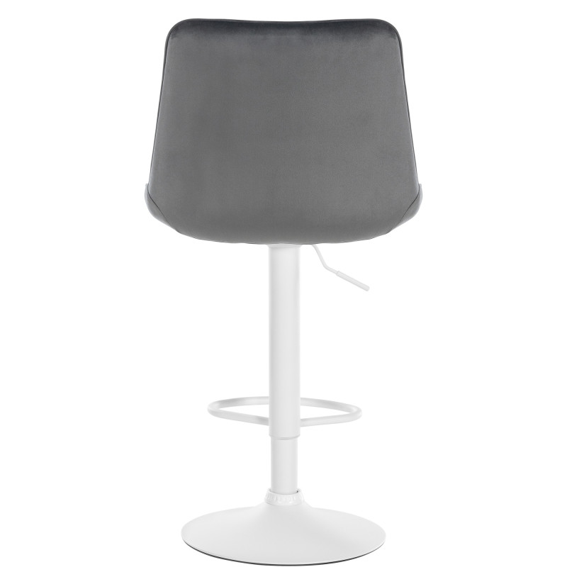 Tabouret de bar Toni velours blanc gris foncé