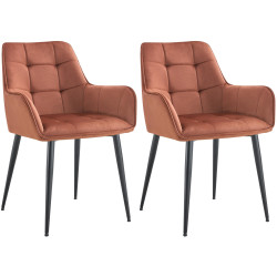 Ensemble de 2 chaises de salle à manger en velours Ferndale | brun