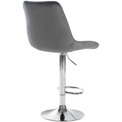 Tabouret de bar Toni velours chrome gris foncé