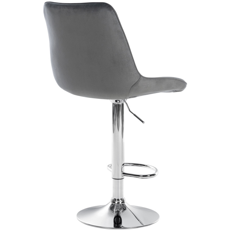 Tabouret de bar Toni velours chrome gris foncé
