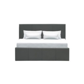 MARTIN Lit adulte 140 x 190 cm + coffre de rangement - Simili gris - Sommier inclus