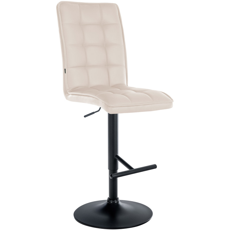 Tabouret de bar Peking V2 simili cuir noir crème