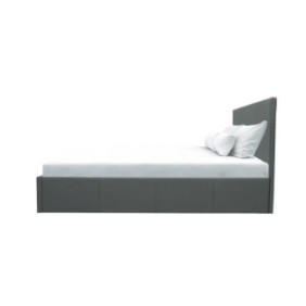 MARTIN Lit adulte 140 x 190 cm + coffre de rangement - Simili gris - Sommier inclus