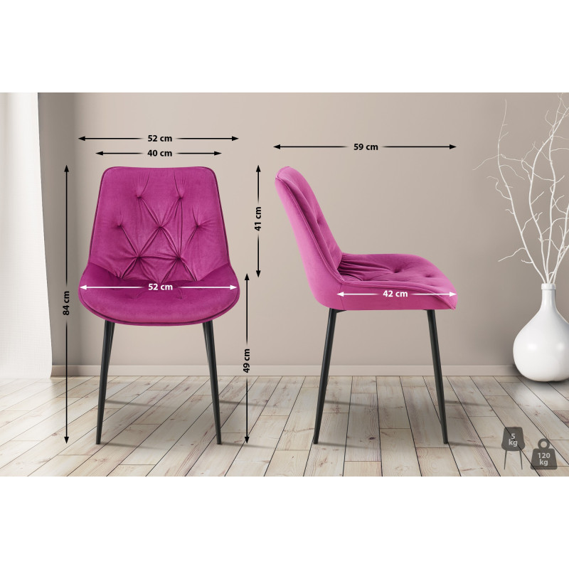 Ensemble de 2 chaises de salle à manger en velours Wallace | violet