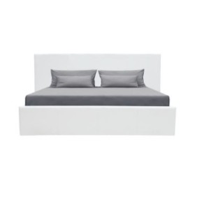 MARTIN Lit adulte + coffre de rangement - Simili blanc - Sommier inclus - 160 x 200 cm