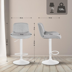 Set di 2 sgabelli da bar Solon in tessuto bianco e grigio chiaro