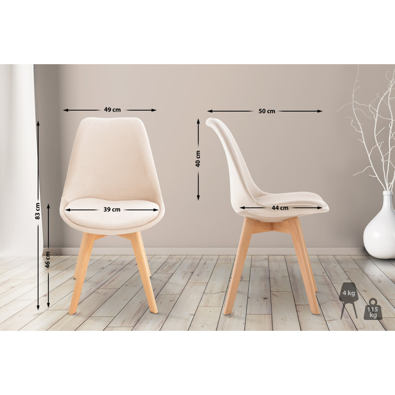 Fauteuil Linares, velours, beige