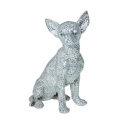 Figurine Décorative Alexandra House Living Argenté Plastique Chien 15 x 18 x 27 cm