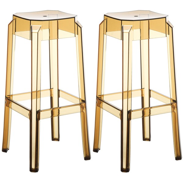 Lot de 2 tabourets de bar Fox, transparents