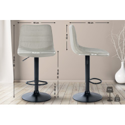 Tabouret de bar Lex tissu noir crème