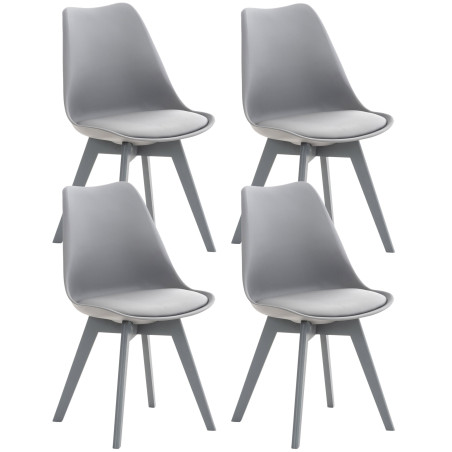 Ensemble de 4 chaises Linares en plastique gris/gris
