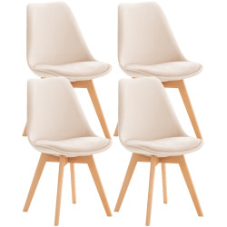 Ensemble de 4 chaises Linares en velours beige