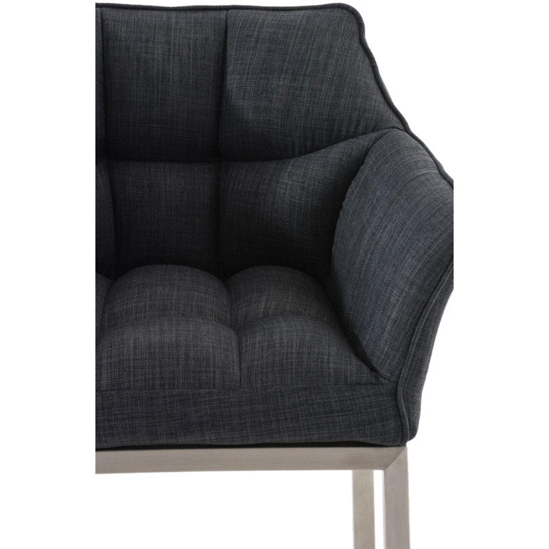 Tabouret de bar en tissu Damaso E avec structure à 4 pieds gris foncé