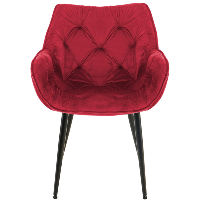 Fauteuil Tanna, velours, rouge