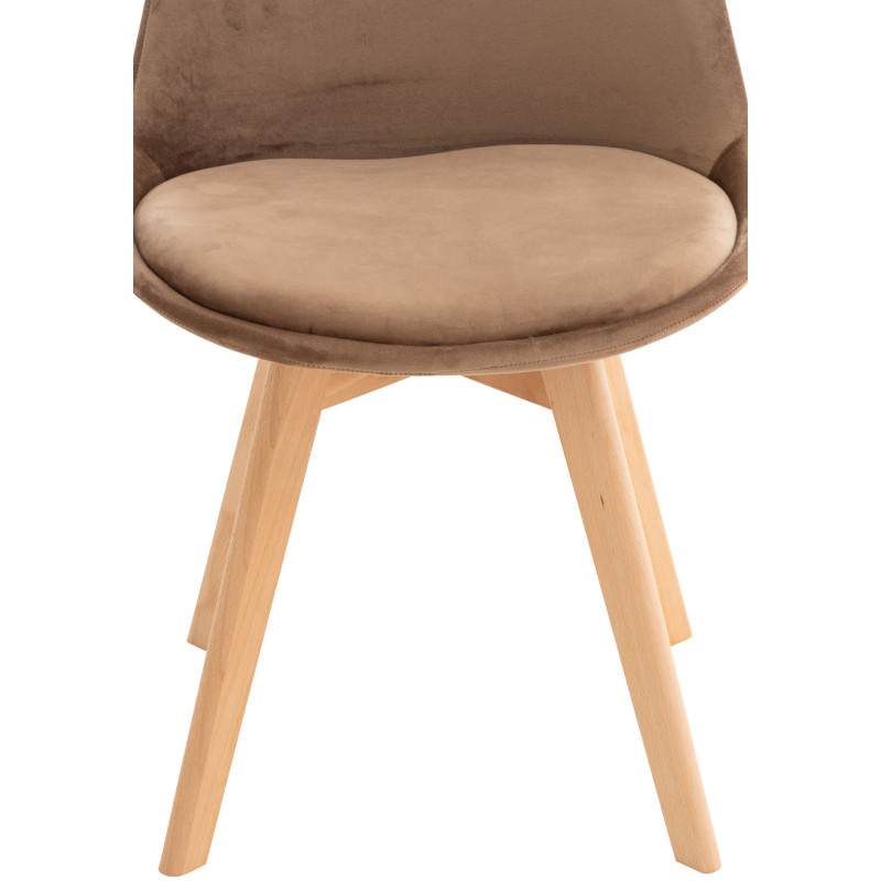Ensemble de 4 chaises Linares en velours marron