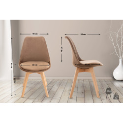 Ensemble de 4 chaises Linares en velours marron