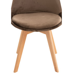Ensemble de 4 chaises Linares en velours marron foncé